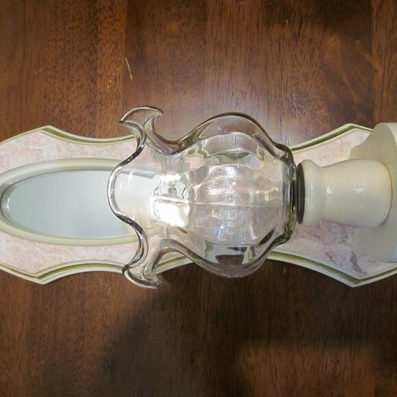 Home Interiors Sconce Ruffled Edge Glass Candle Holder Mirrored Pink Marble Look - Picture 6 of 16